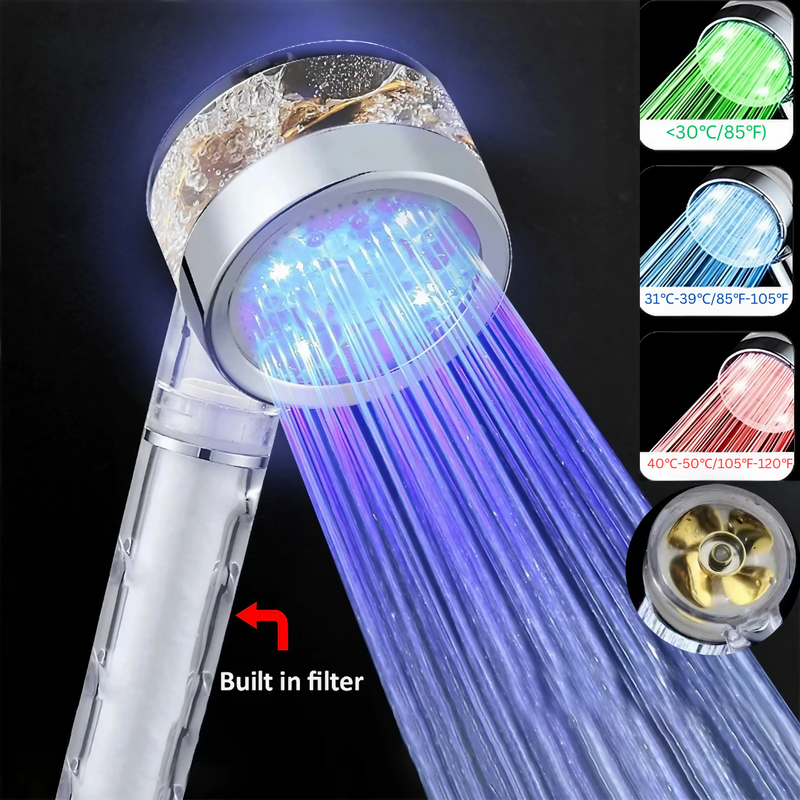 Temperature Sensor LED Turbo Shower Head