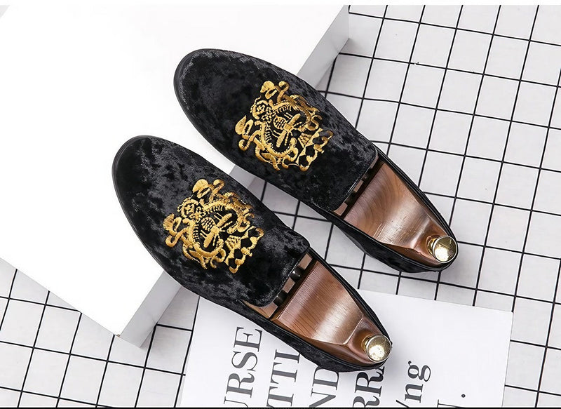 Embroidered Suede Loafers