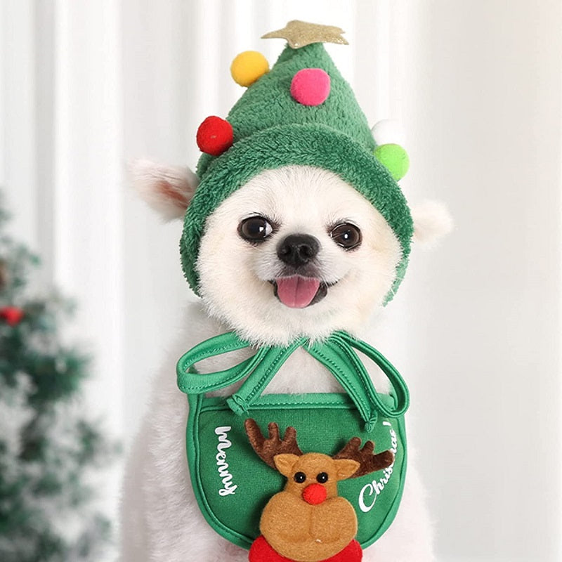 Pet Christmas Costumes, Christmas Hat & Saliva Towel