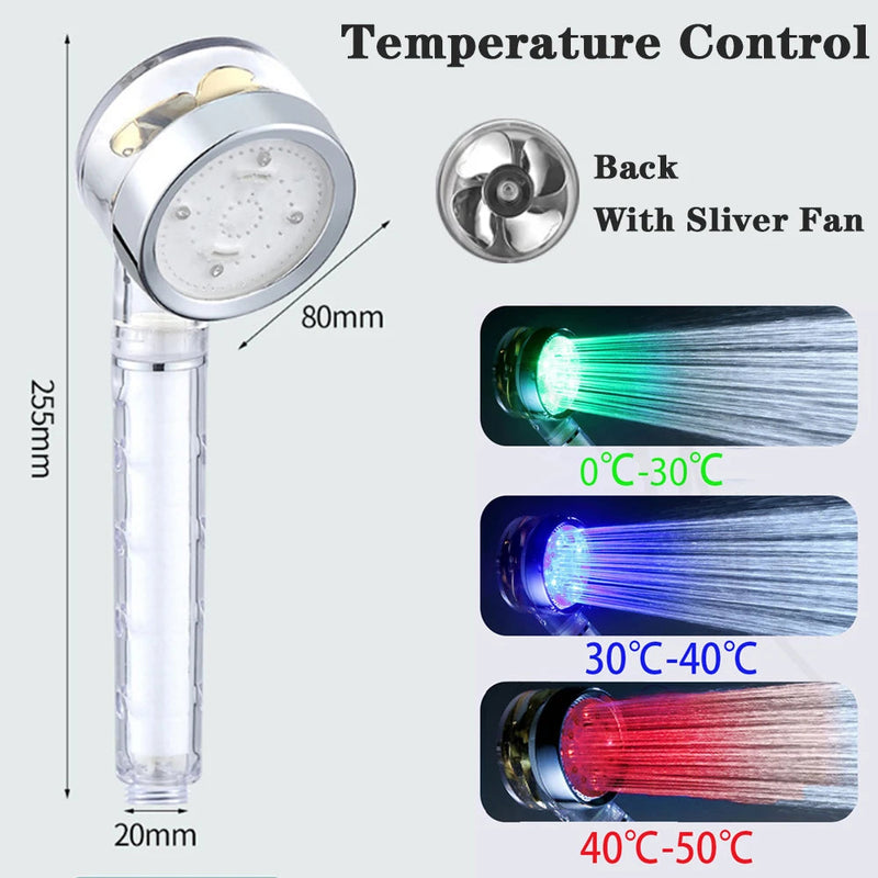 Temperature Sensor LED Turbo Shower Head